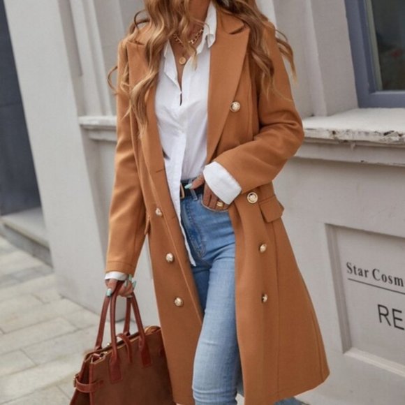 Classic Button up Long Jacket Coat Shabby chic Cam - Picture 5 of 7